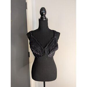 Glamorise Front-Closure‎ WonderWire Bra in Black and White Polka Dot - 34H